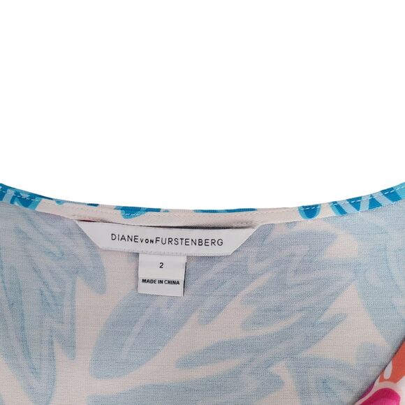 Diane Von Furstenberg DVF "Kaden" Giant Floral Multi Print Silk Jersey Dress - Picture 5 of 5